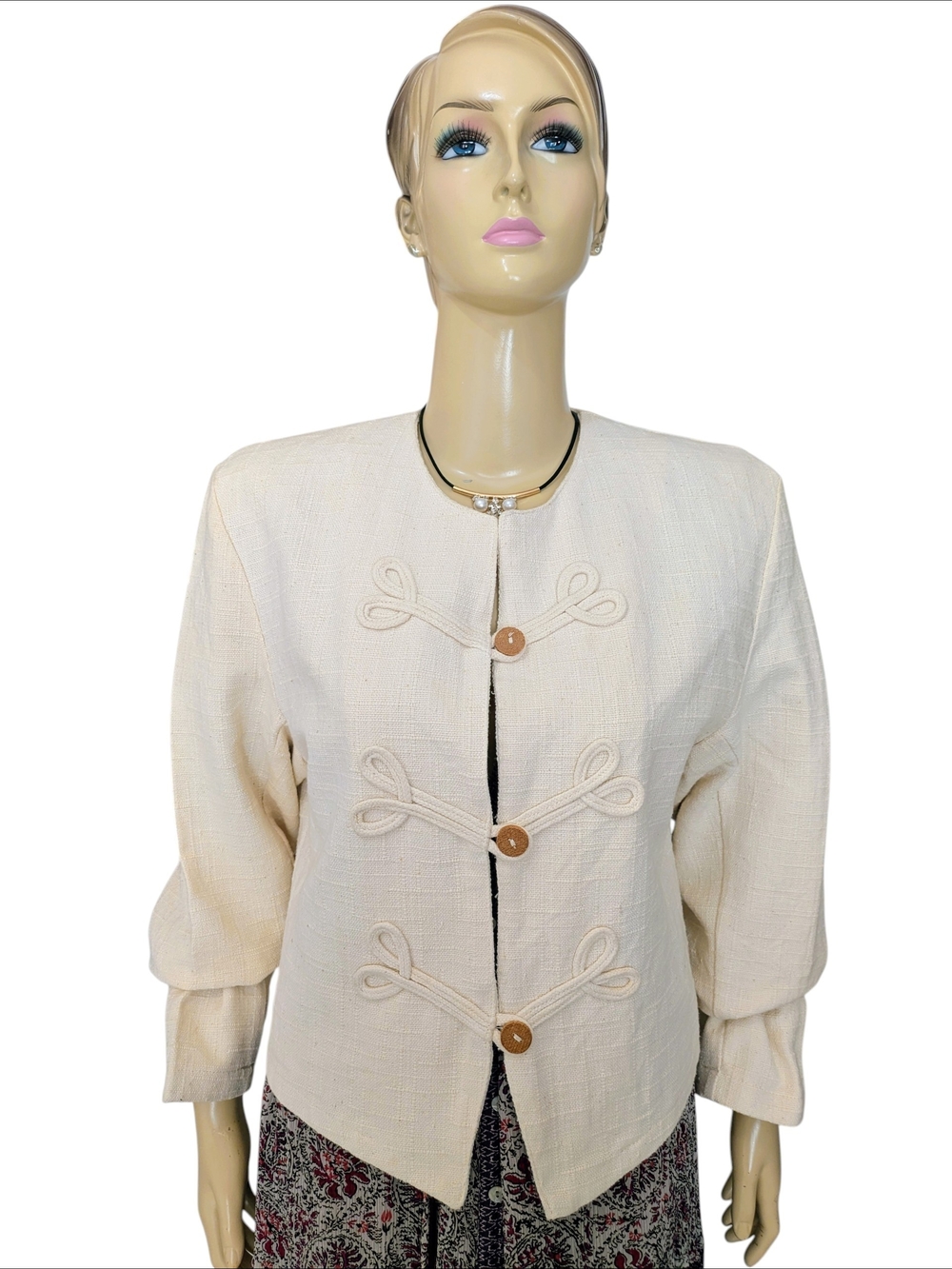 100 % Unrefined Cotton, Artisan Blazer, Toggle-Front with Wooden Buttons, NWOT